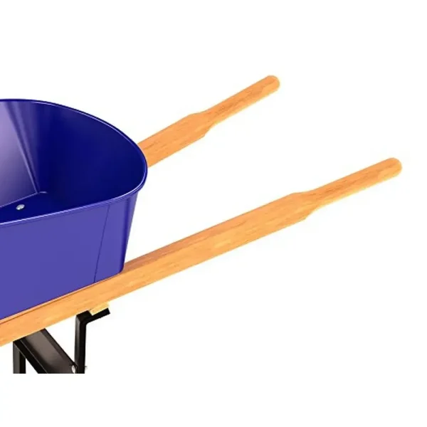 Contractor Grade Single Wheel Wheelbarrow 6 Cubic Feet Tray Capacity with Wood Handle and Knobby Tire Bon 11 300 Steel USA Made - Image 3