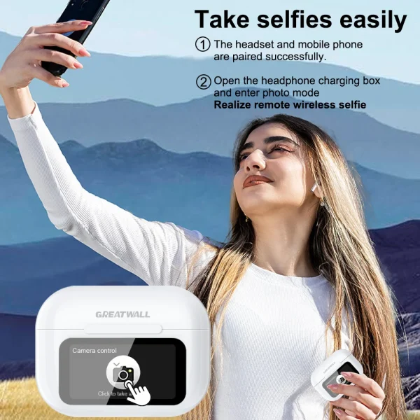 Original GREATWALL Wireless Bluetooth Earphones ANC Noise Reduction Earbuds HD Mic Call Gamer Earbuds LED Touch Screen Control - Image 6