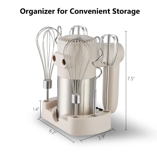 400W Electric Hand Mixer With 9 Speeds & Turbo Boost, 6 Stainl Steel Attachments For Baking, Whipping, Dough Kneading - Image 2
