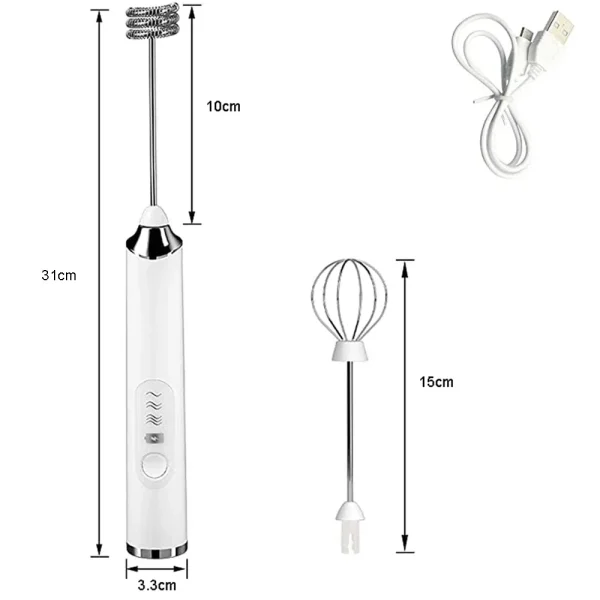 Electric Foamer Mixer Whisk Beater Stirrer 3-Speeds Coffee Milk Drink Frother USB Rechargeable Handheld Food Blender Whisk - Image 4