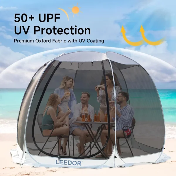 Pop Up Screen House, 6-10-15 Person Outdoor Screen Tent，Camping Screen Room with Carry BagScreened Gazebo with Mosquito Netting, - Image 2