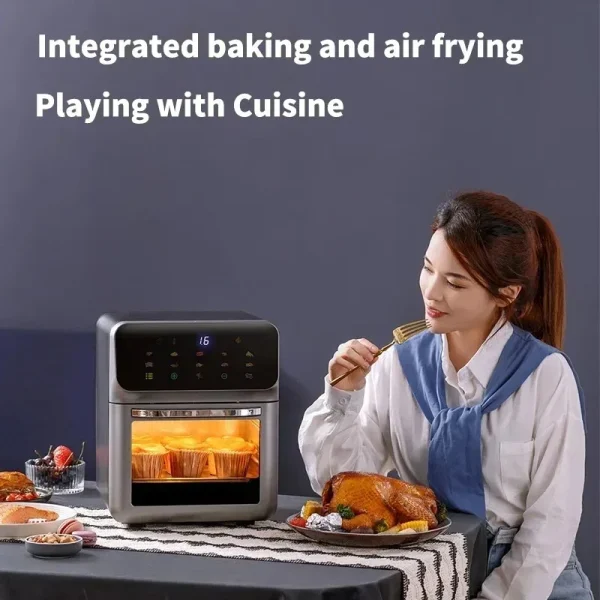 10L Electric Air Fryer Large Capacity Convection Oven Deep Fryer Without Oil Kitchen 360°Baking Viewable Window Home Appliance - Image 3