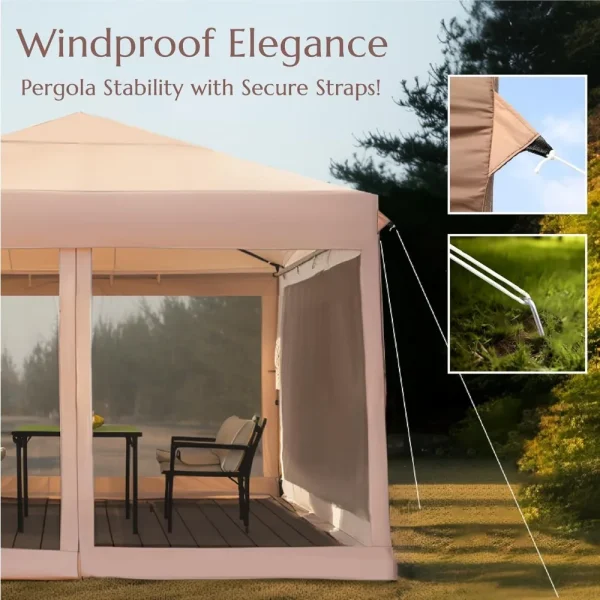 10' x 10' Pop Up Canopy Tent with Netting, Instant Gazebo, Ez up Screen House Room with Carry Bag, Height Adjustable, for Outdo - Image 3