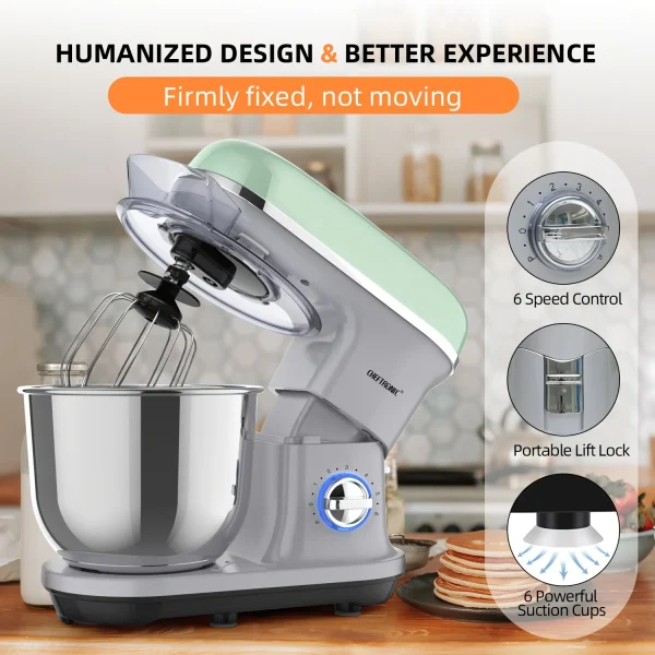 1pc CHEFTRONIC Stand Mixer, 5.5QT Tilt-Head Electric Household food processors - 500W 6+P Speed, home appliance, US Plug - Image 3