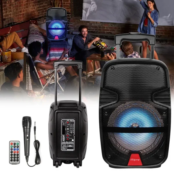 3000 Watts Wireless Portable Party Bluetooth Speaker With Microphone & Remote 8" Subwoofer High Quality Big Sound - Image 6