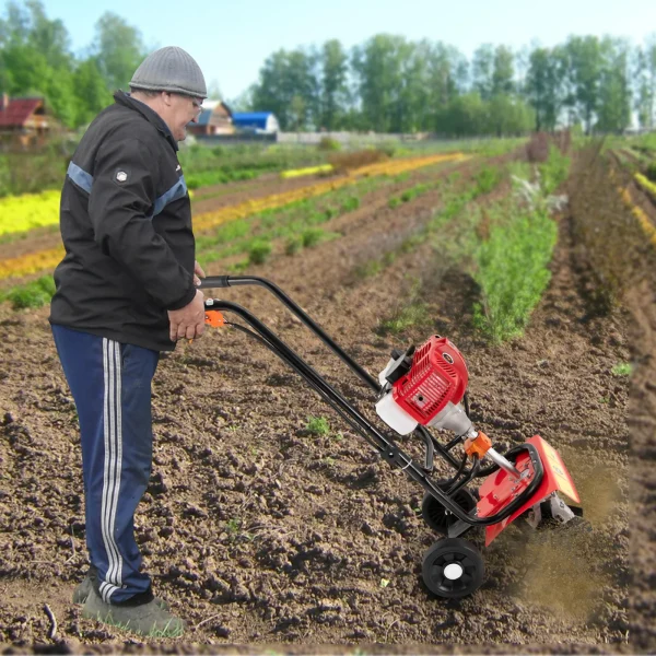 Garden Tiller Cultivator, Powerful 52cc Gas Powered Small Rototillers Air-Cooled 2 Stroke Engine Garden Yard Tilling Tool - Image 3