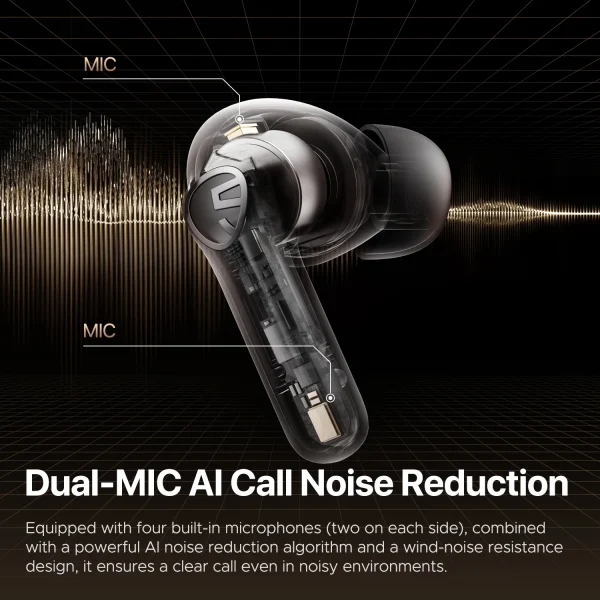SoundPEATS T3 pro Wireless Earbuds Active Noise Cancelling Bluetooth V5.4 Earphones with 4 Mic,12mm Driver,Multipoint Connection - Image 4