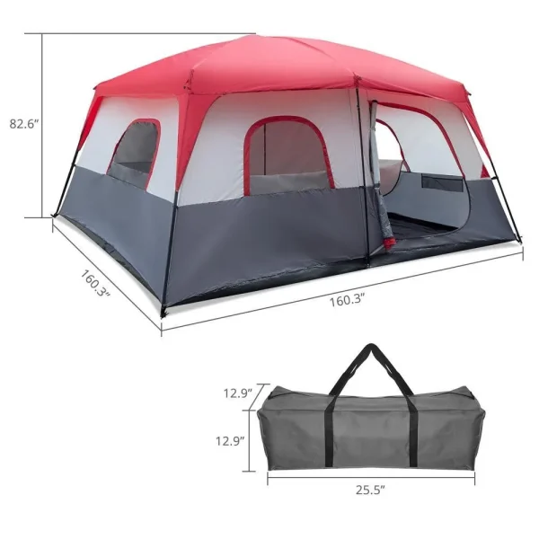 14 Persons Pop Up Camping Tent 2 Rooms Easy Up Instant for Family - Image 4