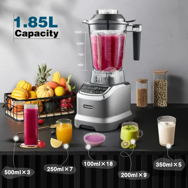 Professional Blenders for Kitchen, 1800 W Smoothie Blender with 2 Blend Way, 4 Functions and 3 Speeds, 63 oz Blender for Smoothi - Image 4