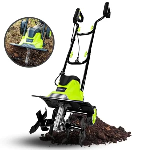14-Inch Corded Electric Tiller,10-Amp Electric Tiller and Cultivator for Gardening, Lightweight Rototiller