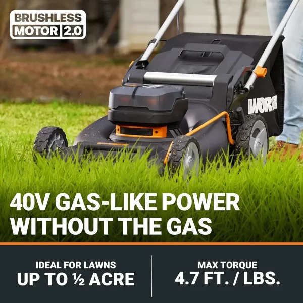 40V 21" Cordless Lawn Mower w/Aerodeck & Intellicut, Brushless Electric Mower Up to 1/2 Acre, Push Lawn Mower w/ 7-Position Heig - Image 4