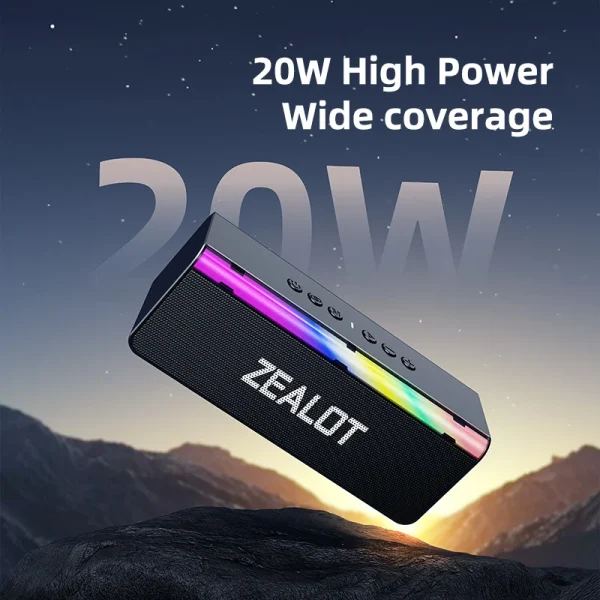 Zealot-S72 Outdoor Bluetooth Speaker 20W Superior Sound and Bass Music Sound Box IPX6 Waterproof 10H Playtime Portable Speaker - Image 3