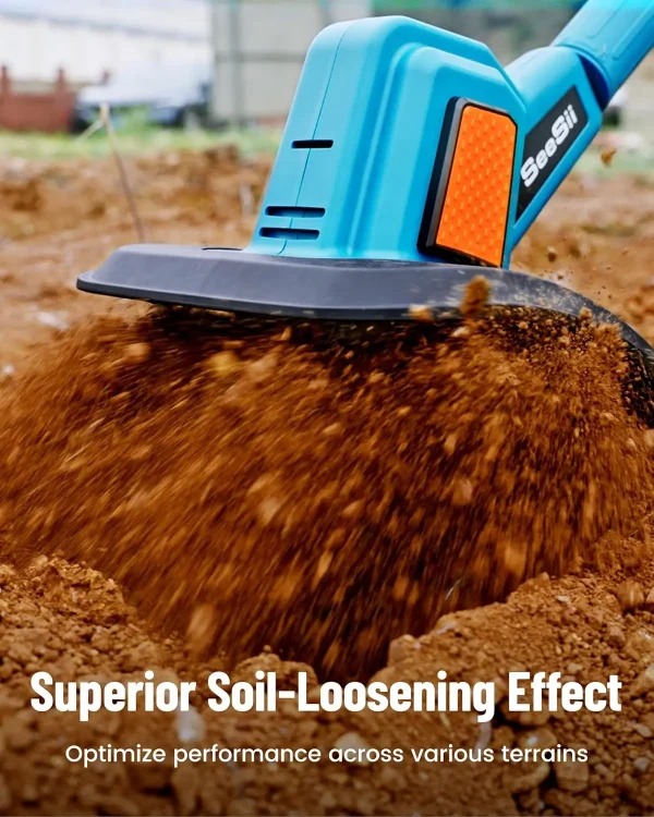 Seesii Electric Handheld Tiller for Gardening 300 RPM Rototiller Cordless Cultivator Battery Powered Garden Tiller - Image 2