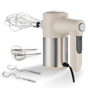 400W Electric Hand Mixer With 9 Speeds & Turbo Boost, 6 Stainl Steel Attachments For Baking, Whipping, Dough Kneading