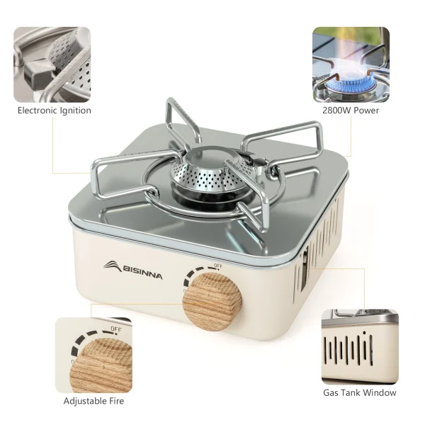 BISINNA Camping Gas Stove 2800W High Firepower Portable Cassette Furnace Outdoor Gas Burner Picnic Camp - Image 2