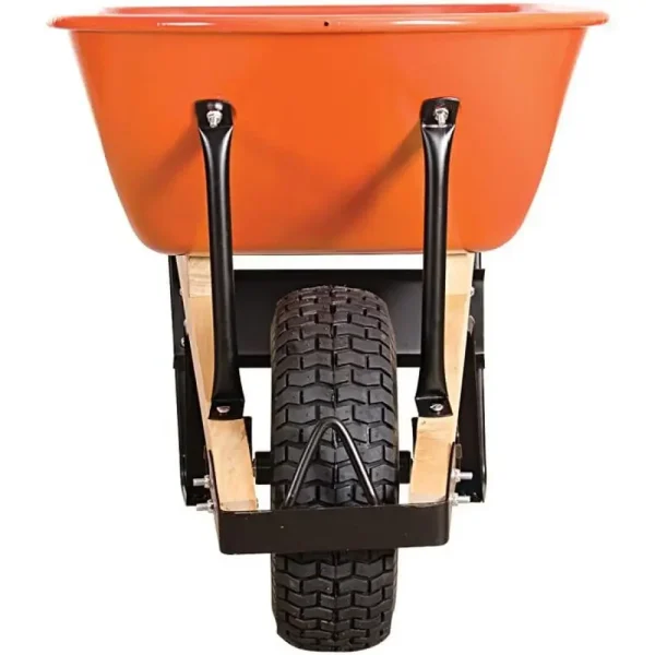 6-Cubic-Foot Durable Wheelbarrow with Wooden Handles and Pneumatic Tire Smooth Operation - Image 3