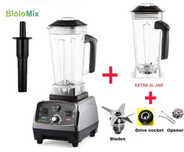 BioloMix 3HP 2200W Heavy Duty Commercial Grade Timer Blender Mixer Juicer Fruit Food Processor Ice Smoothies BPA Free 2L Jar - Image 11