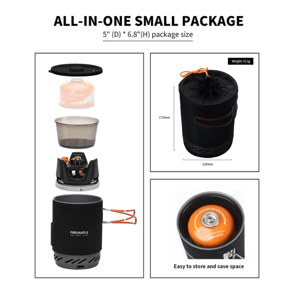 Fire Maple Star X1 Camping Stoves Outdoor Hiking Cooking System With Stove Heat Exchanger Pot Bowl Portable Gas Burners FMS-X1 - Image 2