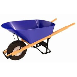 Contractor Grade Single Wheel Wheelbarrow 6 Cubic Feet Tray Capacity with Wood Handle and Knobby Tire Bon 11 300 Steel USA Made