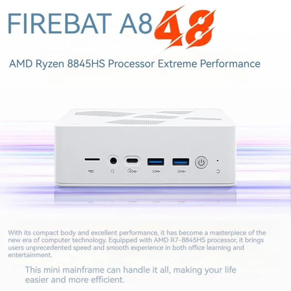FIREBAT A8  AMD R7-8845HS Radeon 780M Mini Pc Gamer 16GB 1TB DDR5 RJ45 Desktop Gaming Computer BT5.2 WIFI6 Minipc - Image 2