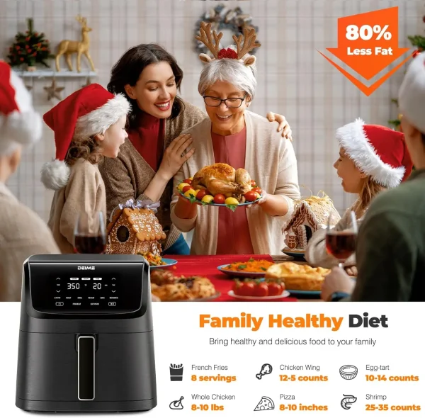 Air Fryer 7.2 QT 1700W Oilless Oven Healthy Cooker Air Fryers Large Capacity with 12 Presets, Visible Cooking Window, LCD Touch - Image 3