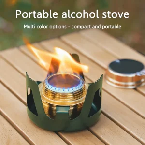 Portable Mini Alcohol Stove Adjustable Firepower Gasoline Stove Aluminum Alloy Bracket 360 Degree Combustion for Outdoor Picnic