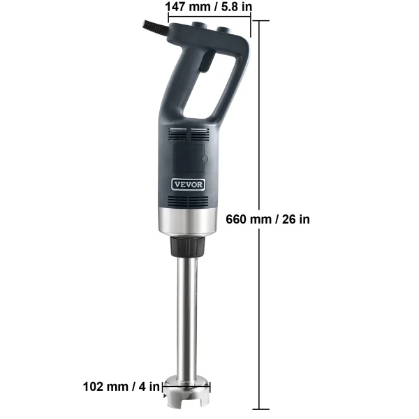 VEVOR Commercial Immersion Blender 500 Watt Heavy Duty Hand Mixer Variable Speed Kitchen Stick Mixer with 304 Stainless Steel - Image 8