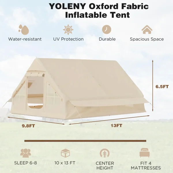 129 Square Feets Large Inflatable Camping Tent,8-10 People Blow up tent,waterproof 4 season Glamping tent,tent for camping - Image 3