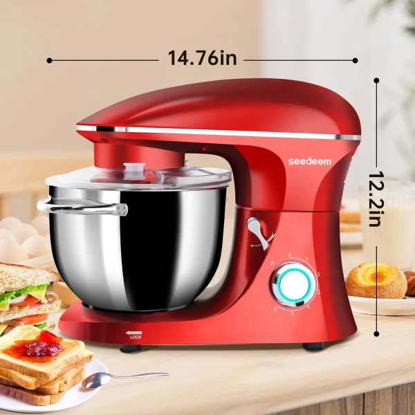 6Qt Electric Food Stand Mixer,660W,6-Speeds Tilt-Head Dough Mixers with Dishwasher-Safe Dough Hook & Wire Whip & Beater - Image 2