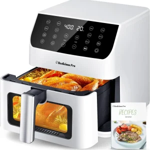 5.8QT Large Air Fryer, 12-in-1 Digital Airfryer with Clear Window, 40+ Recipes, Flavor-Lock Tech, Shake Reminder, Compact, Quiet