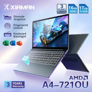 2025 Xiaman 15.6" Gaming Laptop Computer AMD A4-7210 MX350 Discrete Graphics Notebook PC Fingerprint Unlock Laptops Windows 11
