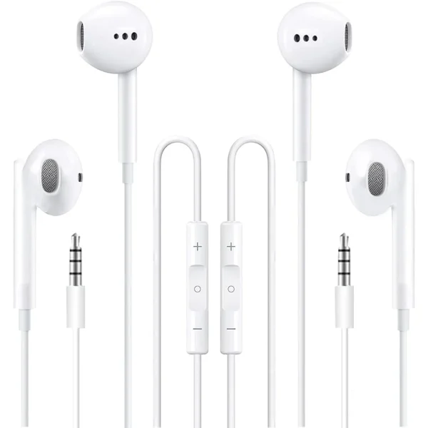2 Pack Wired Earbuds with Mic, Volume Control, Compatible with iPhone/iPad/Android/PC & 3.5mm Devices