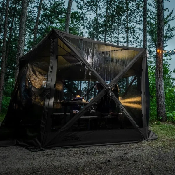 Pop Up Screen Tent, Outdoor Camping Gazebo Canopy, Pavilion, 12.5', Gray - Heavy-Duty Portable Screened Shelter with Netting - Image 5