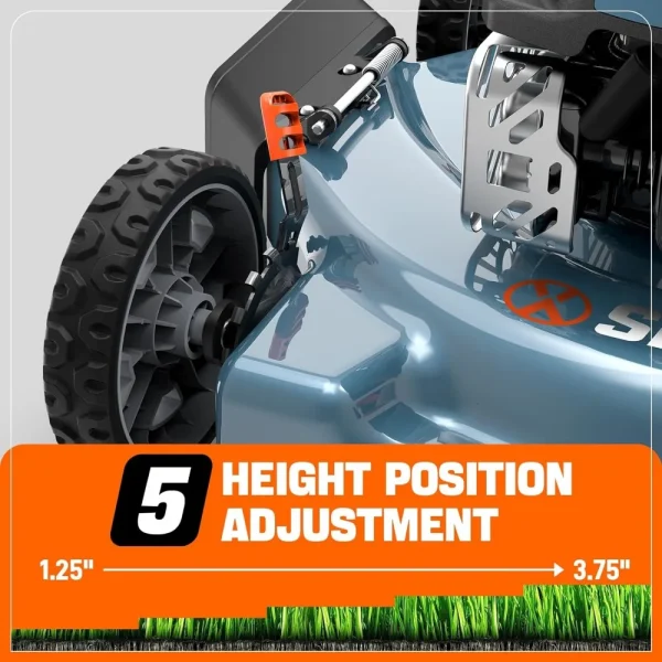 144 cc Gas Lawn Mower, 20 inch 4-Cycle Push Mower, Side Discharge, 5 Position Cutting Height Adjustment, Low Noise & Fuel-Effic - Image 4