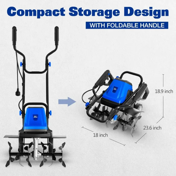18 Inch Electric Tiller Cultivator, Corded 15 Amp 6 Steel Tines Tillers for Gardening, Garden Rototiller for Soil Digging - Image 6