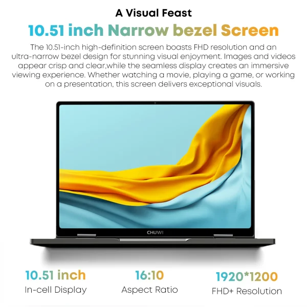 CHUWI MiniBook X Intel N150 10.51 Inch 2-in-1 Tablet Laptop 12GB LPDDR5 512G SSD Windows 11 Laptops Mini Notebook 2K FHD WiFii 6 - Image 4