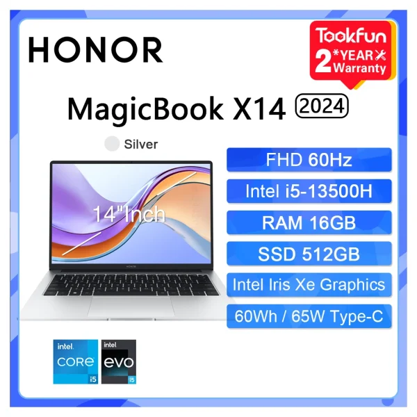 HONOR Laptop MagicBook X14 Pro 2024 FRI-H56 14"Inch FHD Intel Core i5-13500H AMD Ryzen R5 7640HS Computer PC Notebook Ultrabook - Image 7