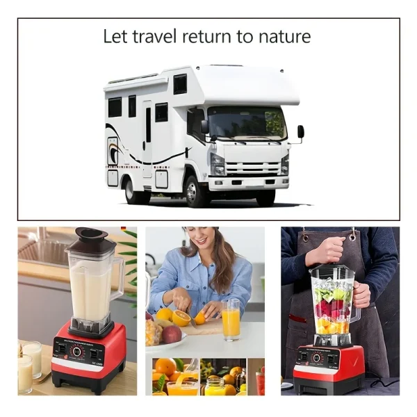 C010-Red RV Kitchen Blender with Wall Breaker, 110V-130V, PP Material, Multifunctional Food Processor, Ice Crusher, Grinder for - Image 2