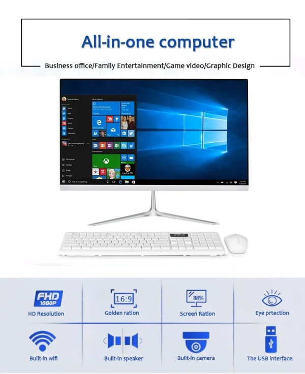 24 inch 1K all-in-one computer (Intel Core 5095, RAM 8/16GB, SSD 128/256/512/1024GB, Windows 11 Pro), white, English keyboard - Image 2