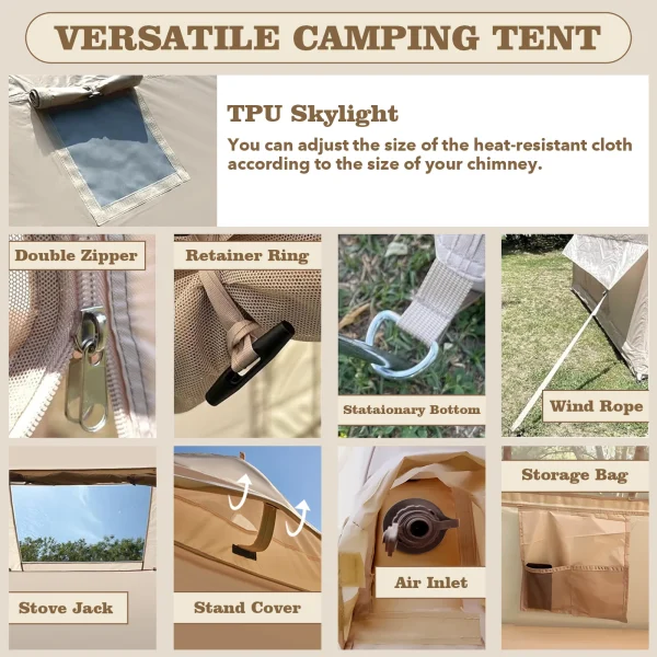80.7 Square Feet Inflatable Tent with Air Conditioning Vent,4 Season Glamping Blow up Tent for Camping,Waterproof Oxford Fabric - Image 3