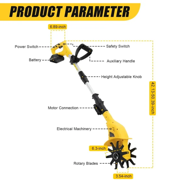 Electric Rototiller Garden Cordless Tiller Soil Cultivator Tilling Rechargeable - Image 6