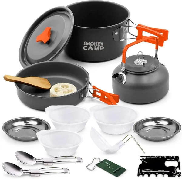 Camping Cookware Mess Kit Set with Stove - Backpacking Camping Pots and Pans Set All in One Non-Stick Camping Cooking Set Portab - Image 9