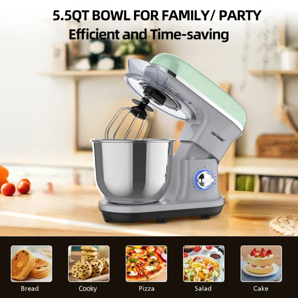 1pc CHEFTRONIC Stand Mixer, 5.5QT Tilt-Head Electric Household food processors - 500W 6+P Speed, home appliance, US Plug - Image 5