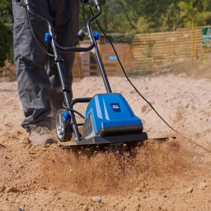 18 Inch Electric Tiller Cultivator, Corded 15 Amp 6 Steel Tines Tillers for Gardening, Garden Rototiller for Soil Digging