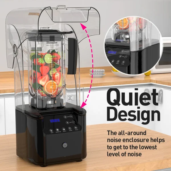 Commercial Quiet Shield Blender 2200W Professional Blenders 2.2L/ 74oz BPA-Free Pitcher for Ice Crushing, Shakes and Smoothies - Image 3