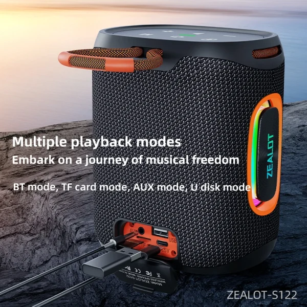 Zealot-S122 Bluetooth Speaker BT5.3 Wireless IPX6 Waterproof Shower Speaker,25W HiFi Stereo Sound,TWS Pairing,20H Music Playtime - Image 5
