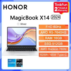 HONOR Laptop MagicBook X14 Pro 2024 FRI-H56 14"Inch FHD Intel Core i5-13500H AMD Ryzen R5 7640HS Computer PC Notebook Ultrabook