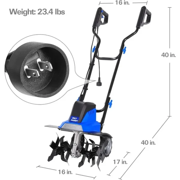 BILT HARD Tiller Cultivator 16 inch, 13.5 Amp 6 Steel Tines Tillers for Gardening Foldable, Electric Garden Rototiller - Image 3