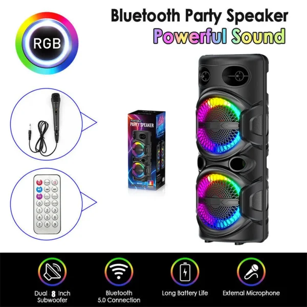 3000W Portable Bluetooth Speaker Sub woofer Heavy Bass Sound System Party Dj Karaoke Rechargeable Loud Speaker - Image 4