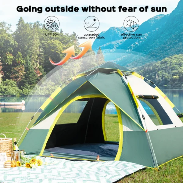 LOVEWE Quick Opening Camping Tent, Waterproof & Windproof, Dual Doors & Windows, Easy Setup, Lightweight, 2 Person Capacity - Image 3